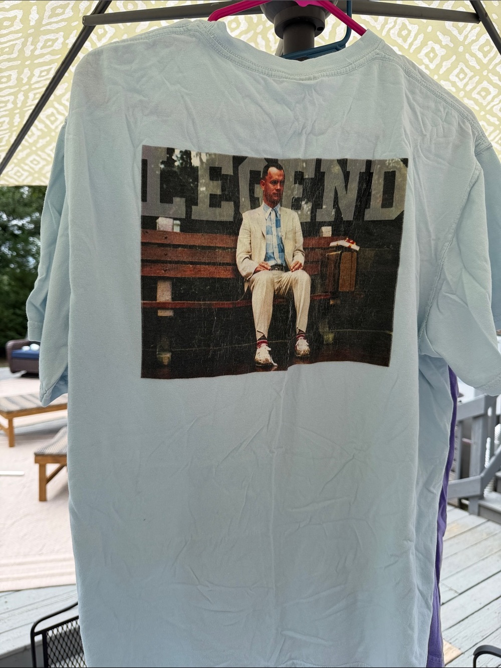 Men's Light Blue Graphic Tee with 'Legend' Film Print